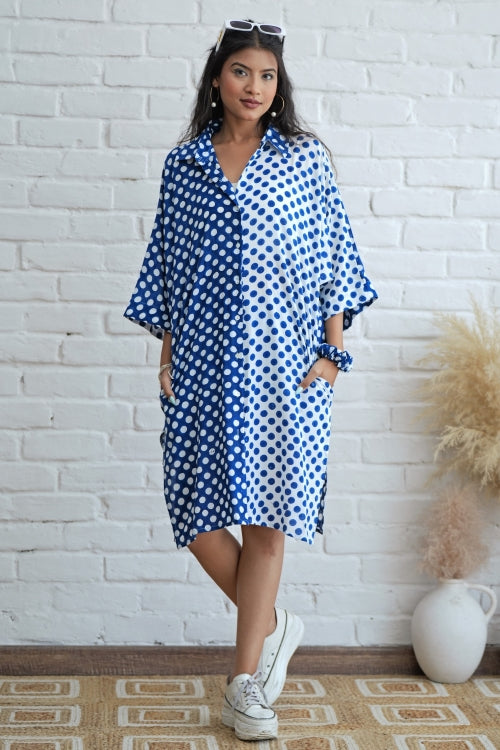 Sooti Syahi Joyce In Blue Hand Block Printed Oversize Shirt