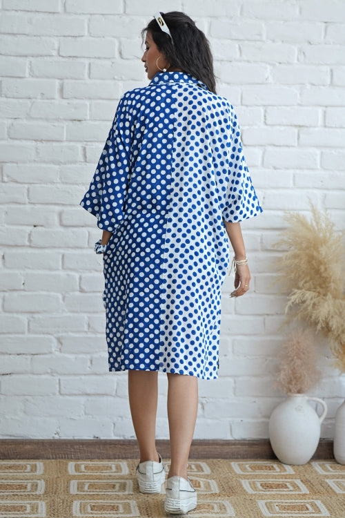 Sooti Syahi Joyce In Blue Hand Block Printed Oversize Shirt