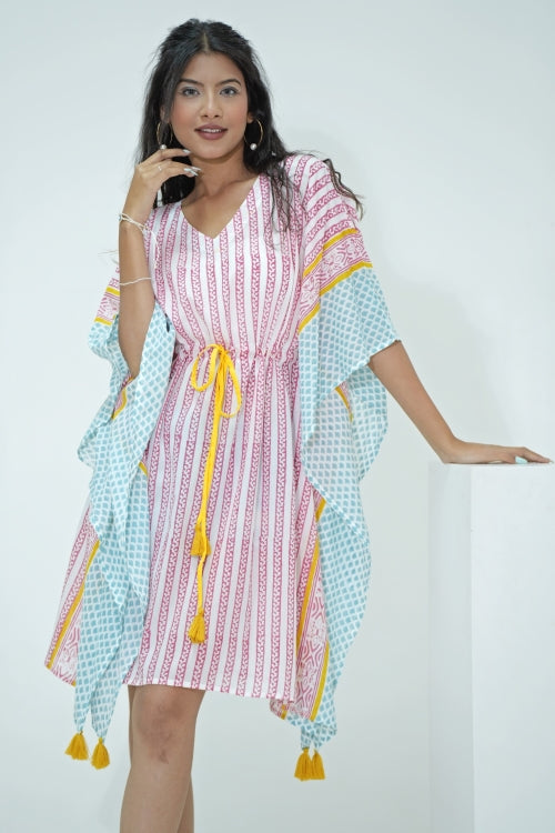 Sooti Syahi Sweet Bust Hand Block Printed Kaftan