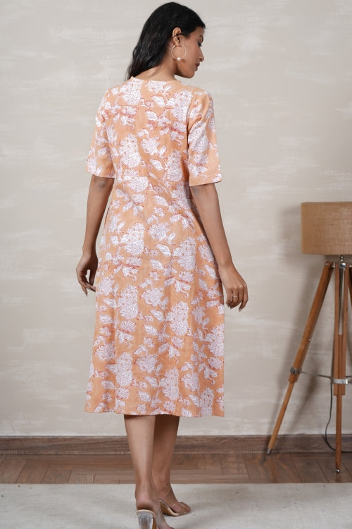 Sooti Syahi Jasmine Hand Block Printed Dress