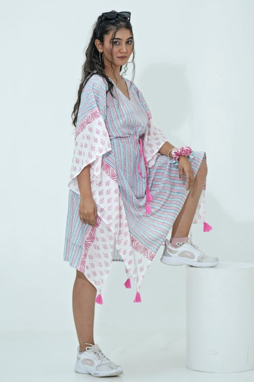 Sooti Syahi Cotton Candy Hand Block Printed Kaftan