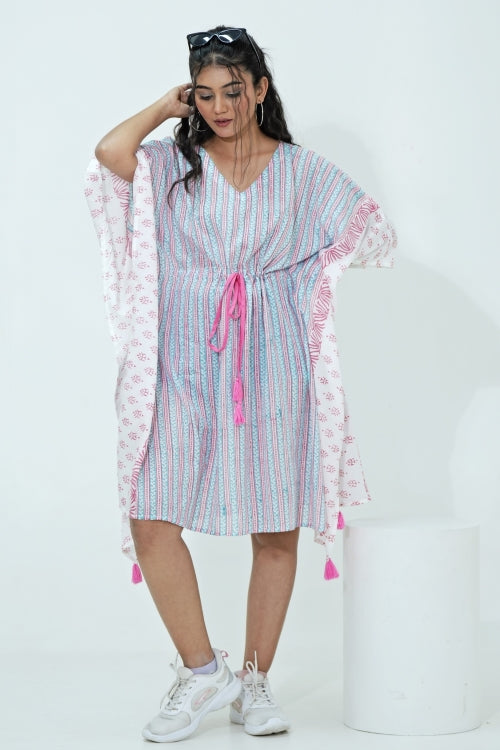Sooti Syahi Cotton Candy Hand Block Printed Kaftan