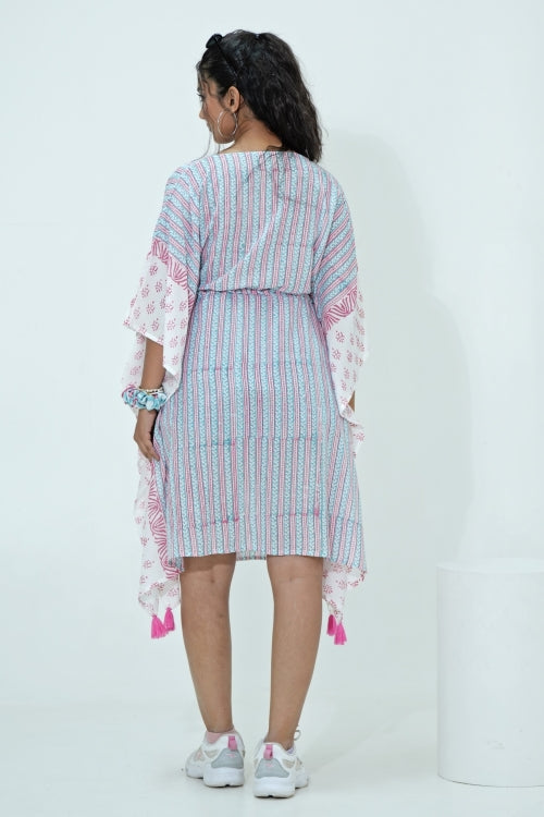 Sooti Syahi Cotton Candy Hand Block Printed Kaftan