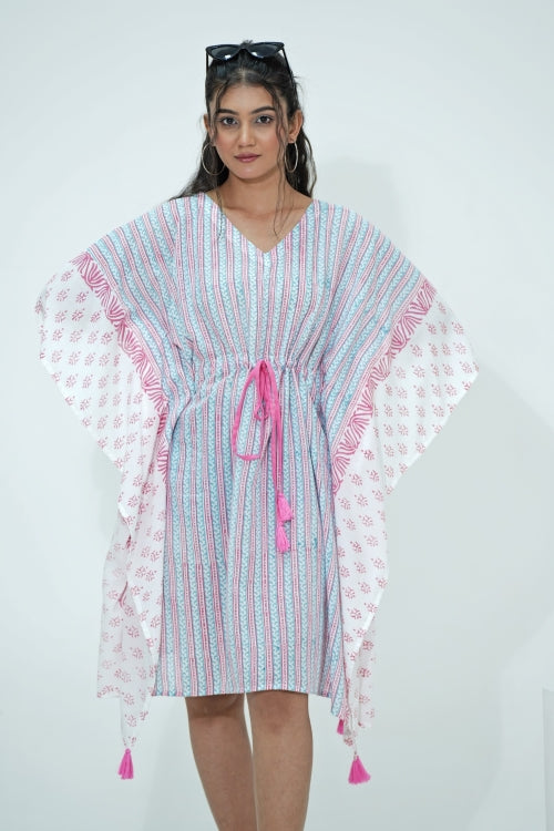 Sooti Syahi Cotton Candy Hand Block Printed Kaftan