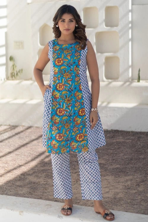 Sootisyahi -Garden Medley-Hand-Block-Printed-Co-Ord-Set