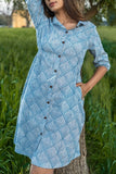 Sootisyahi 'Blue and Bay' Azofree Handblock Printed Pure Cotton Dress | Relove
