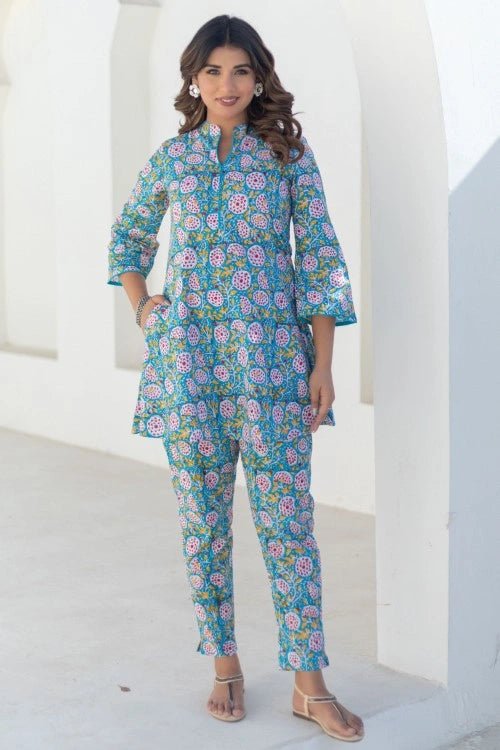 Sootisyahi -Celestial Blooms-Hand-Block-Printed-Co-Ord-Set
