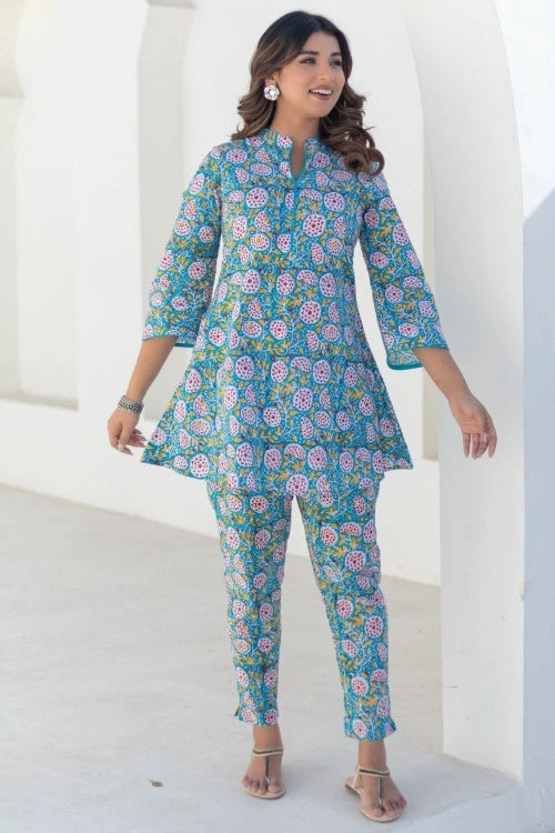 Sootisyahi -Celestial Blooms-Hand-Block-Printed-Co-Ord-Set