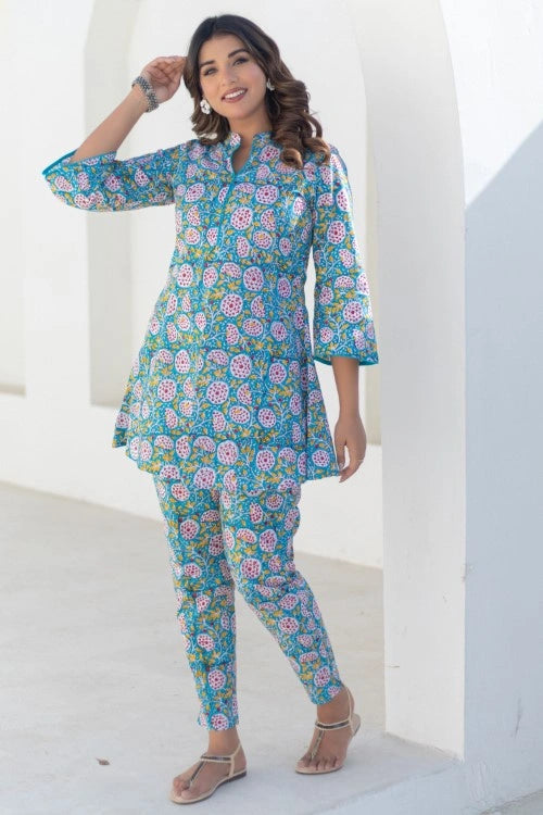 Sootisyahi -Celestial Blooms-Hand-Block-Printed-Co-Ord-Set