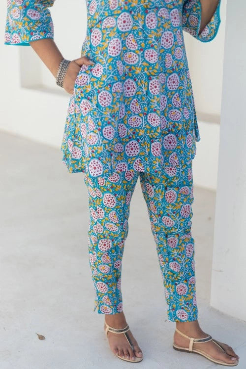 Sootisyahi -Celestial Blooms-Hand-Block-Printed-Co-Ord-Set