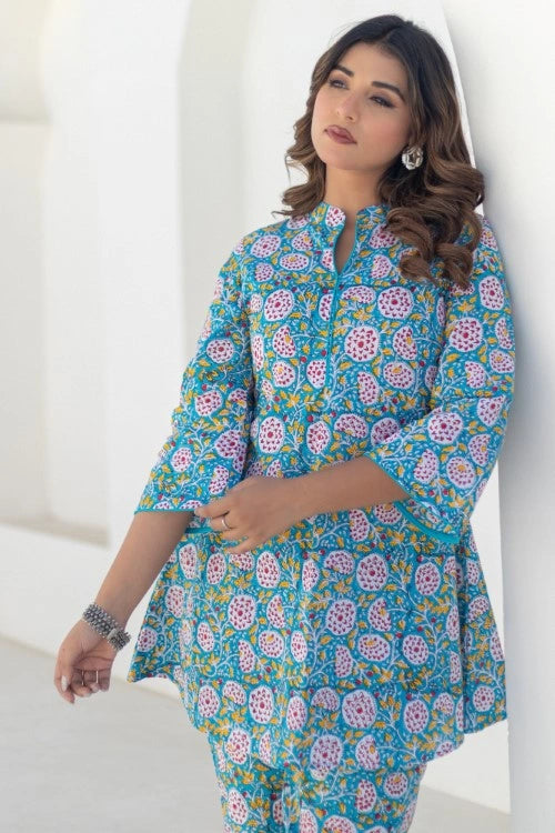 Sootisyahi -Celestial Blooms-Hand-Block-Printed-Co-Ord-Set