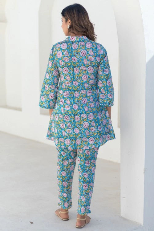 Sootisyahi -Celestial Blooms-Hand-Block-Printed-Co-Ord-Set