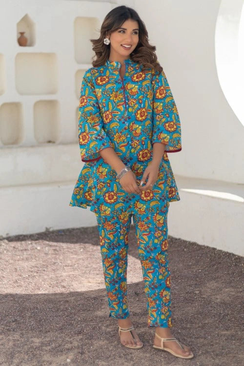 Sootisyahi -Floral Rhapsody-Hand-Block-Printed-Co-Ord-Set