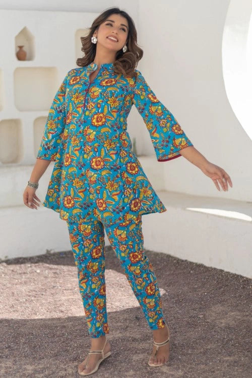 Sootisyahi -Floral Rhapsody-Hand-Block-Printed-Co-Ord-Set