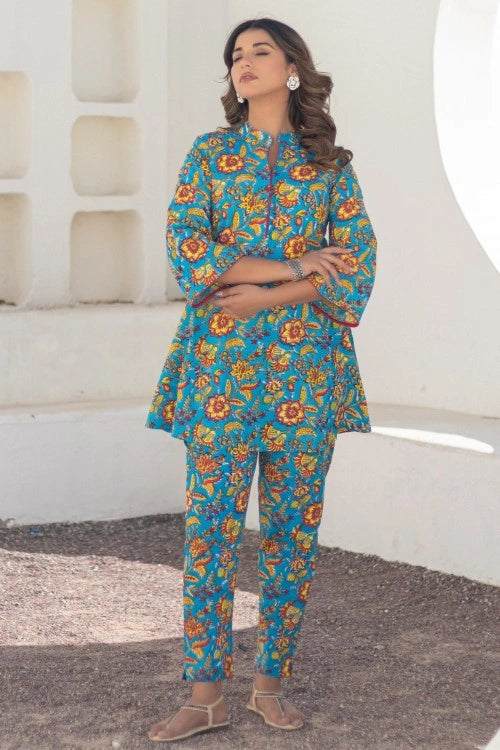 Sootisyahi -Floral Rhapsody-Hand-Block-Printed-Co-Ord-Set