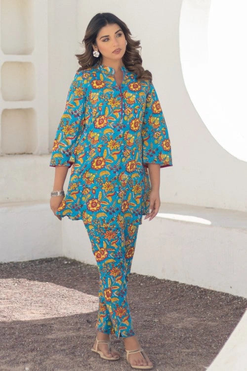 Sootisyahi -Floral Rhapsody-Hand-Block-Printed-Co-Ord-Set