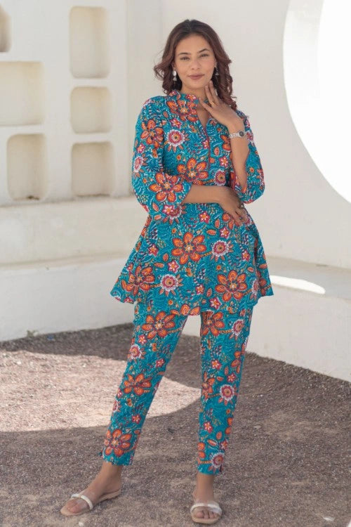 Sootisyahi -Coral Garden-Hand-Block-Printed-Co-Ord-Set