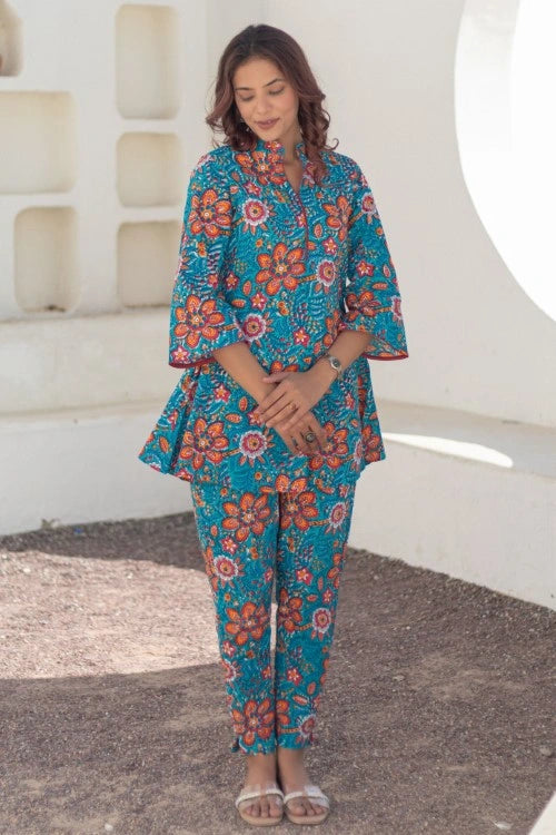 Sootisyahi -Coral Garden-Hand-Block-Printed-Co-Ord-Set