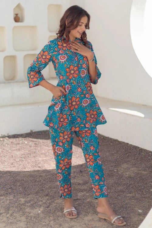Sootisyahi -Coral Garden-Hand-Block-Printed-Co-Ord-Set
