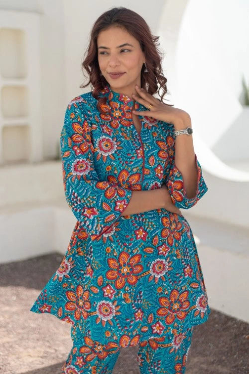 Sootisyahi -Coral Garden-Hand-Block-Printed-Co-Ord-Set