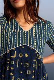 Sootisyahi 'Indigo Fusion' Block Printed Cotton Dress