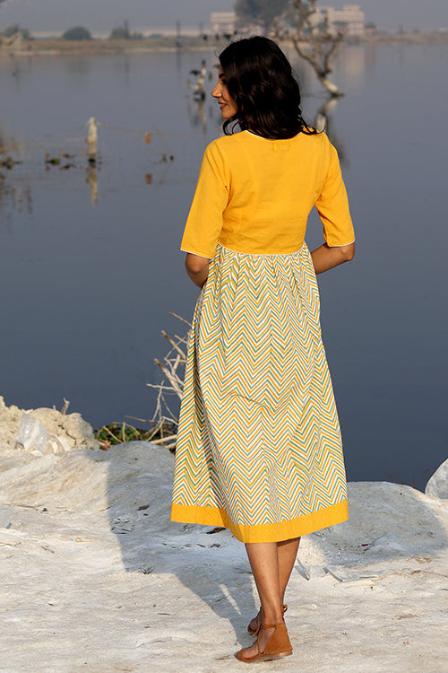 Sootisyahi 'Mustard Weave' Cotton Dress
