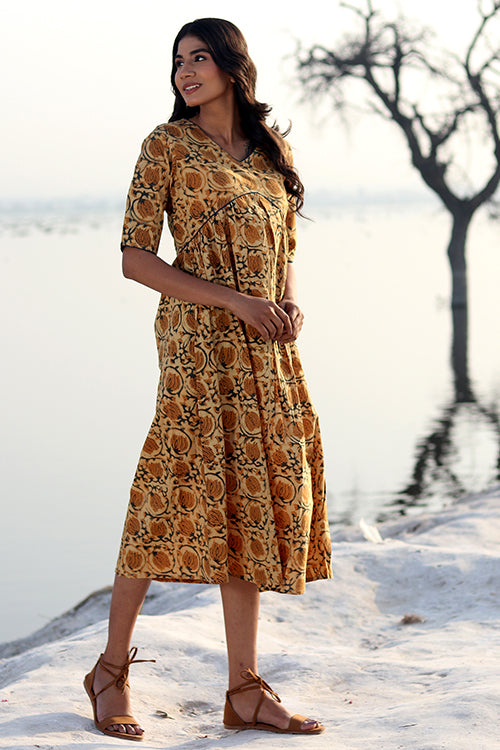 Sootisyahi 'Natural Bliss' Block Printed Cotton Dress