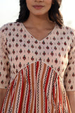 Stripe Garden Pure Cotton Hand Block Printed Dress For Women Online 