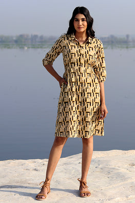 Organic Cubes Pure Cotton Hand Block Printed Dress For Women Online 