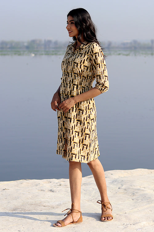 Organic Cubes Pure Cotton Hand Block Printed Dress For Women Online 
