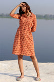 Geometrical Weave Pure Cotton Hand Block Printed Dress For Women Online 