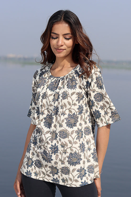 Sootisyahi 'Natural Aura' Block Printed Cotton Top