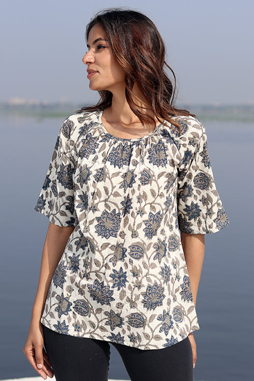 Sootisyahi 'Natural Aura' Block Printed Cotton Top
