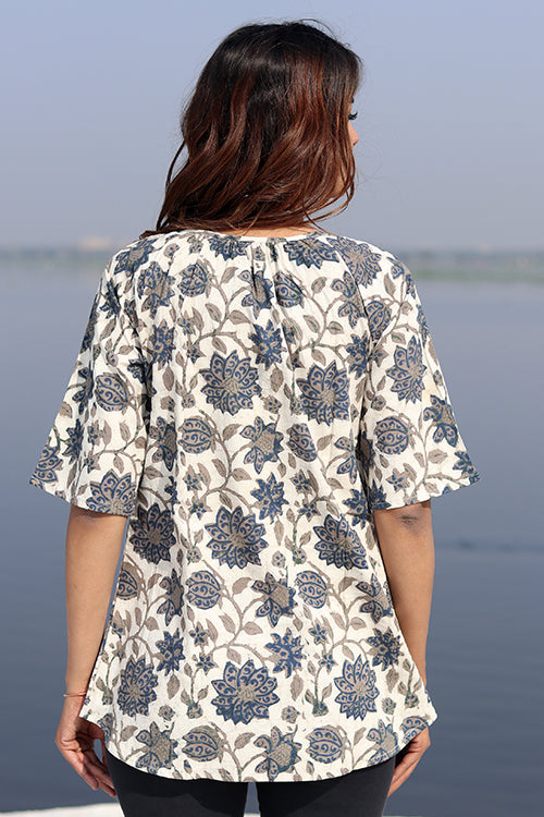 Sootisyahi 'Natural Aura' Block Printed Cotton Top