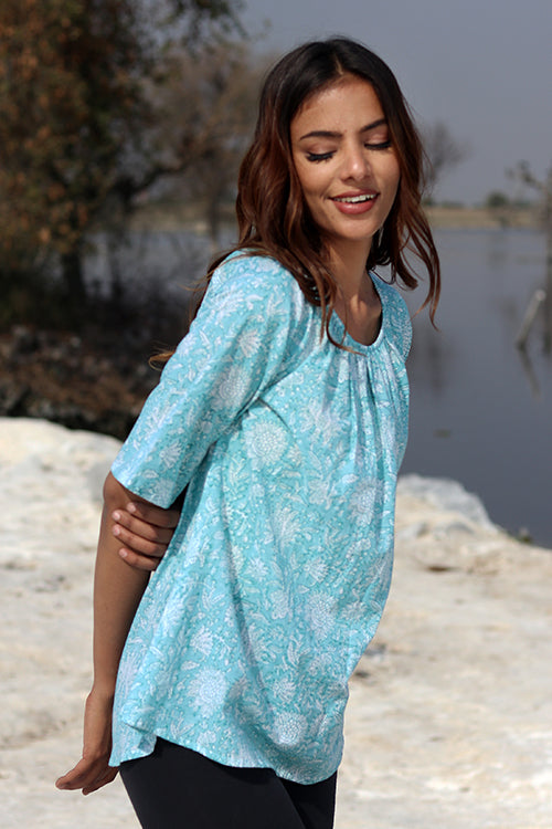 Sootisyahi 'Radiate Sunshine ' Block Printed Cotton Top