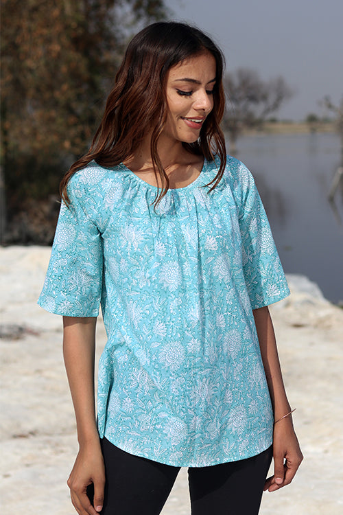 Sootisyahi 'Radiate Sunshine ' Block Printed Cotton Top