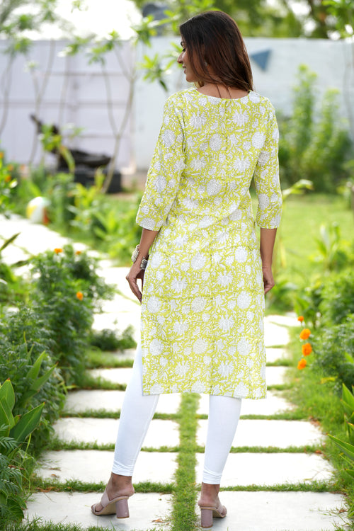 Verdant Valley Handblock Printed Cotton Kurti