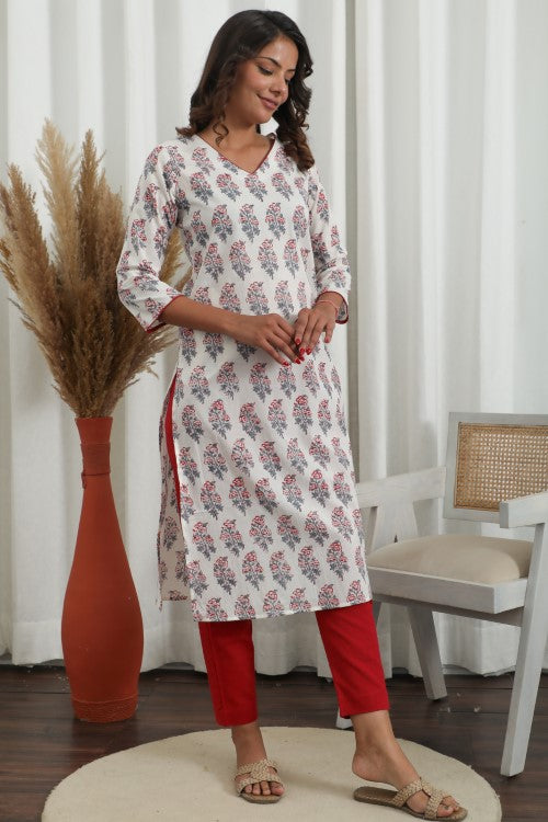 Sootisyahi ' Morning Dew ' Azofree Handblock Printed Pure Cotton Kurti
