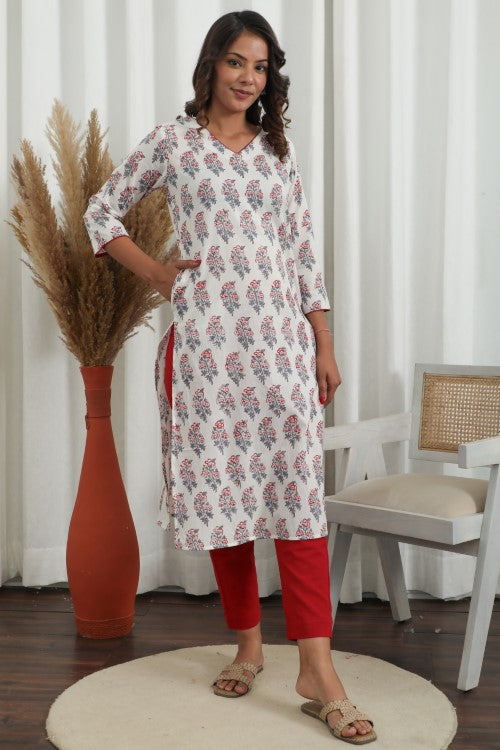 Sootisyahi ' Morning Dew ' Azofree Handblock Printed Pure Cotton Kurti