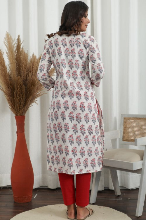 Sootisyahi ' Morning Dew ' Azofree Handblock Printed Pure Cotton Kurti