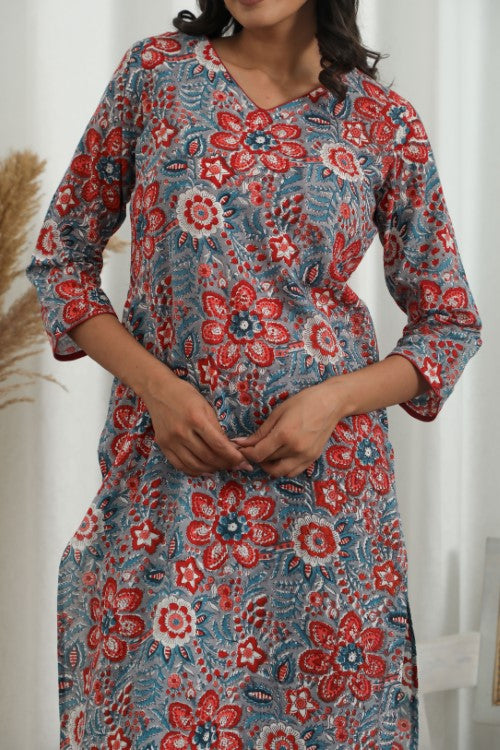 Sootisyahi ' Radiant Vibes ' Azofree Handblock Printed Pure Cotton Kurti