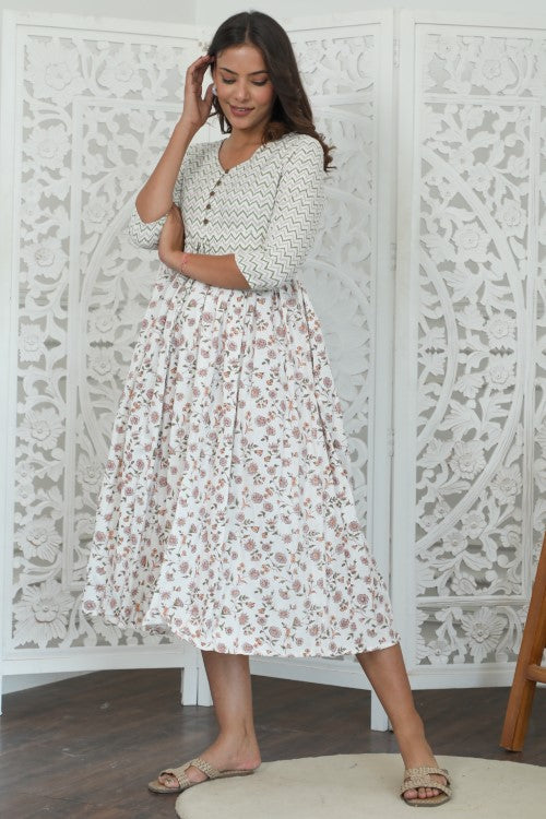 Sootisyahi ' Zenith ' Azofree Handblock Printed Pure Cotton Dress