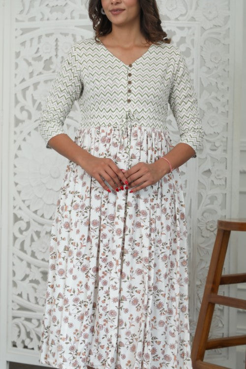 Sootisyahi ' Zenith ' Azofree Handblock Printed Pure Cotton Dress