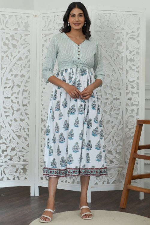 Sootisyahi ' Roxana ' Azofree Handblock Printed Pure Cotton Dress