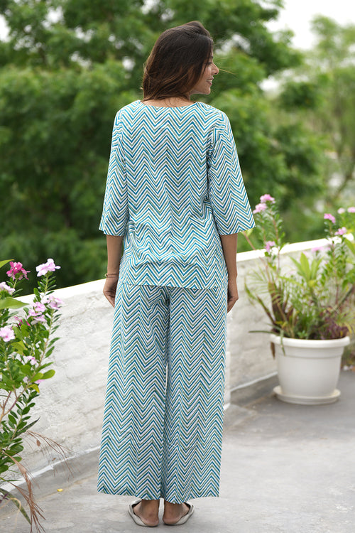 Whispered Skyline Block Printed Night Suit