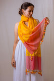 Samoolam Handmade Crochet Bird Tassel Stole ~ Yellow &  Pink