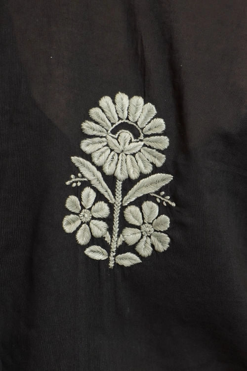 Shwet Hand Embroidered Chikankari Black Kurta Pant Set For Women