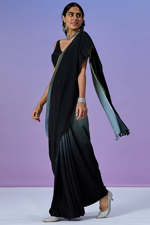 Okhai 'Black Stone' Ombre Modal Muslin Silk Saree