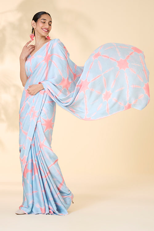 Okhai After Rain Tie and Dye Modal Silk Saree with Blouse Piece