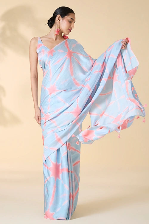 Okhai "After Rain" Tie-and-Dye Modal Silk Saree with Blouse Piece